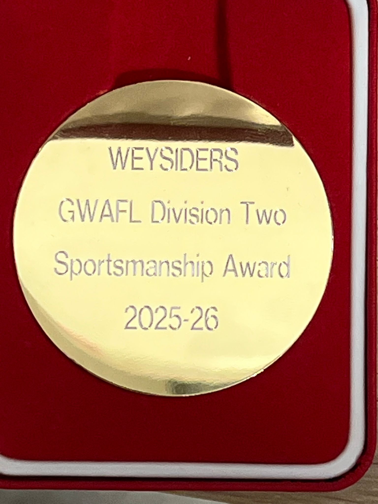 Weysiders GWAFL Division 2 Sportsmanship Award 2025-26